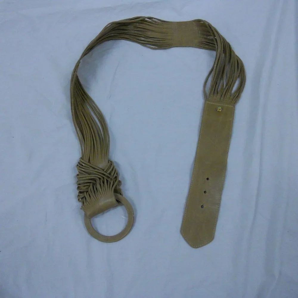 Brave Leather Wide Belt 36 Zuna Canada Beige NWT
